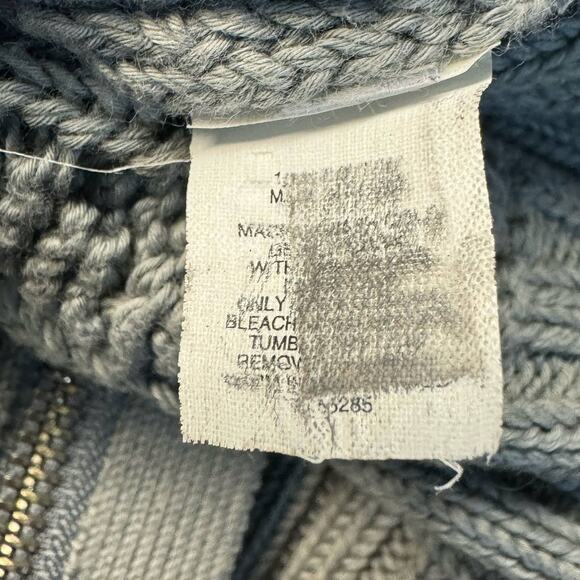 Express Zip-Up Fisherman Cotton Cable Knit Mock Turtleneck Sweater Gray Women XL - Picture 7 of 7